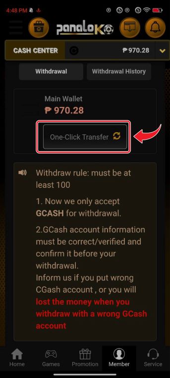 Click "One-Click Transfer"